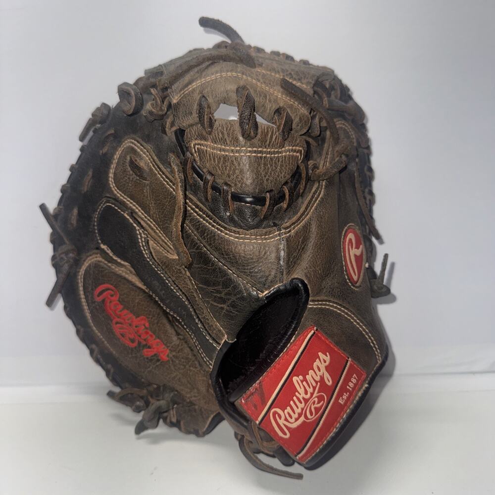 Soft Rawlings D325BGM 32.5" Baseball Catcher's Mitt Black Leather Lite Toe RHT